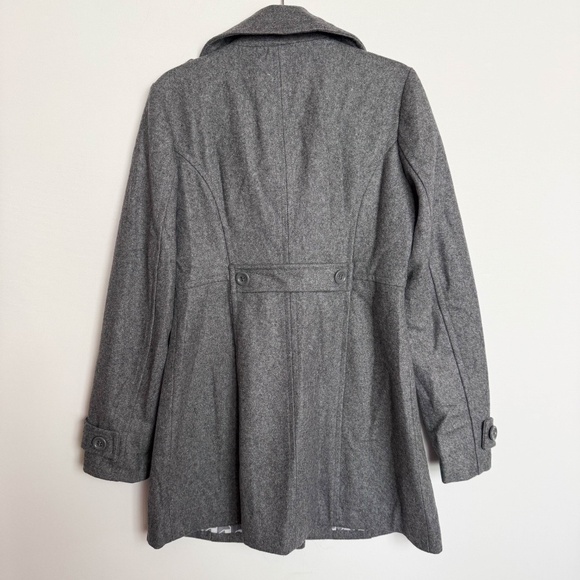 Tulle Anthropologie Gray Double Breasted Lined Timeless Wool Blend Large Peacoat - Picture 3 of 11